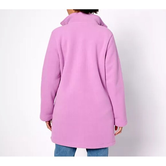 Denim & Co. Women Coat ~ Button Bonded Fleece Sherpa Jacket Green 3X A624153 - Picture 2 of 6